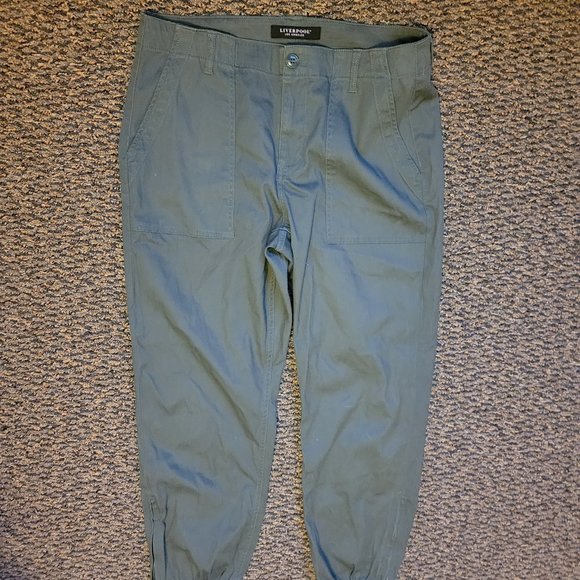 Liverpool Los Angeles Crop Cargo Trouser Jogger With Zip Hem Olive Green Size 12 - Picture 13 of 13